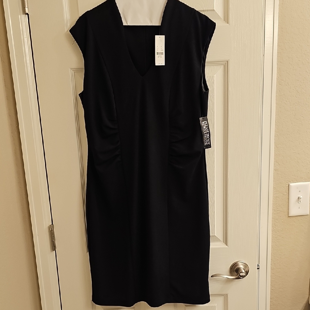 New York & Company Black Midi V-Neck Sheath Dress
